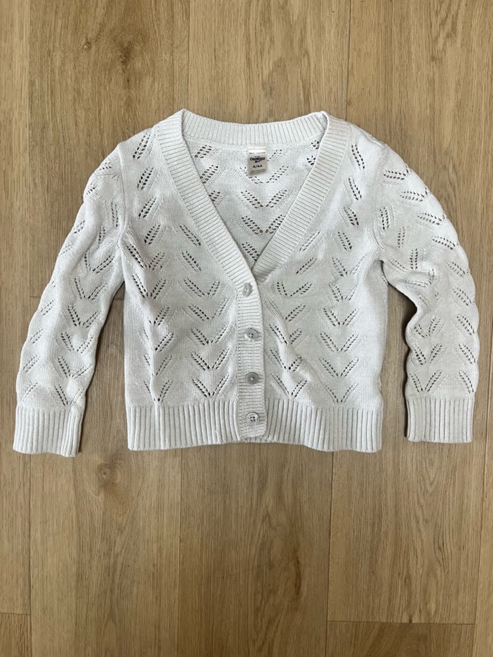 OshKosh B'gosh White Openwork V‑Neck Button Cardigan